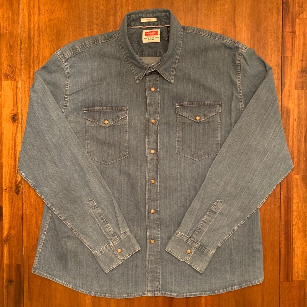 Wrangler Denim Pearl Snap Shirt Size 2XL